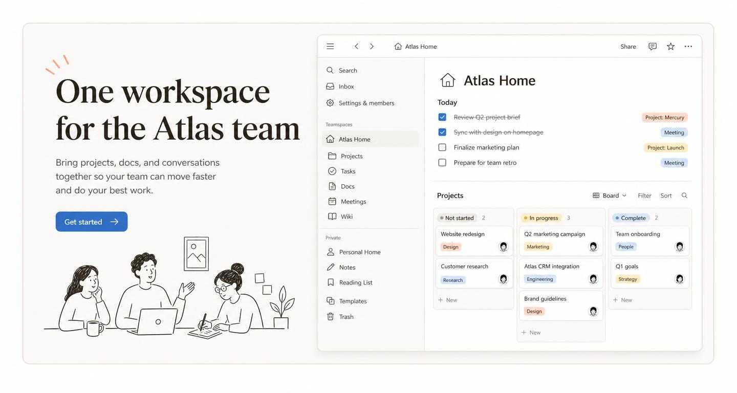 Preview of a Notion-Style Warm Productivity website style built with MeDo